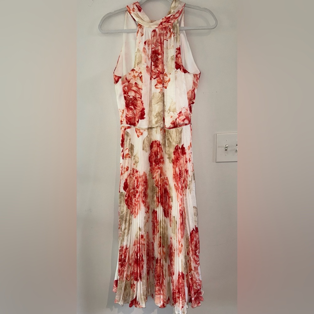 Alex Marie Red and Tan Halter Sundress for Wedding Guest